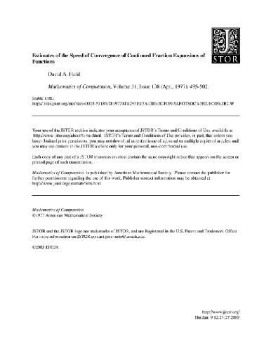 ﻿سرعت همگرایی کسرهای ادامه دار