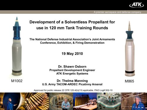 ﻿توسعه یک پیشران بدون حلال برای استفاده در دورهای آموزشی تانک 120 میلی متری