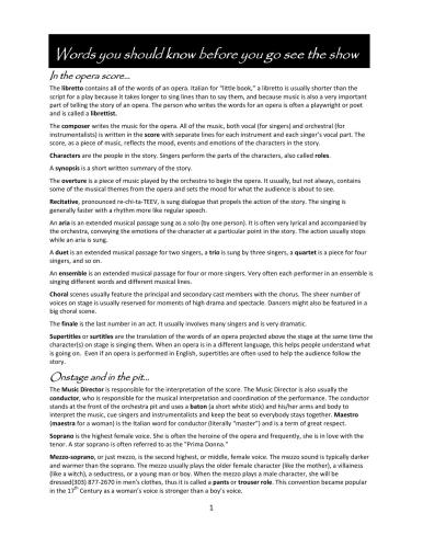 کلماتی که قبل از رفتن باید بدانید نمایش را مشاهده کنید. شرایط اپرا