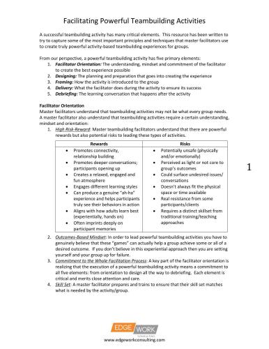 ﻿تسهیل فعالیت های قدرتمند تیم سازی