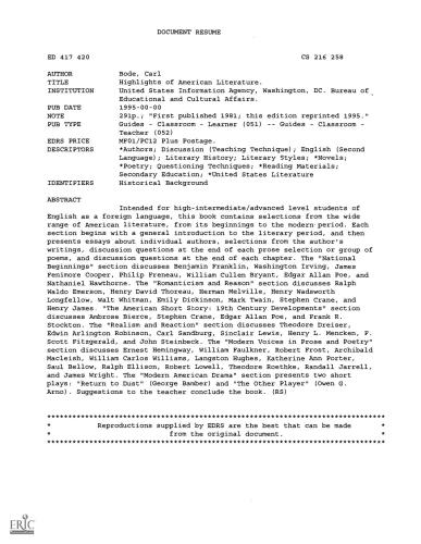 نکات برجسته ادبیات آمریکایی