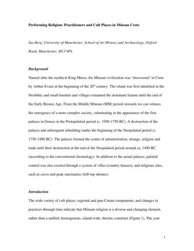 ﻿اجرای دین: تمرین‌کنندگان و مکان‌های مذهبی در کرت مینوی