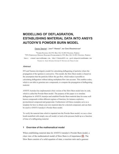 ﻿مدل‌سازی deflagration، ایجاد داده‌های مواد در مدل سوختگی پودر ANSYS AUTODYN