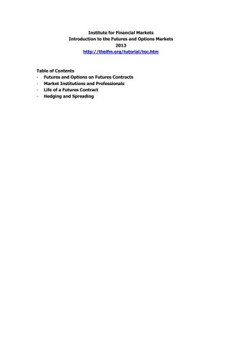 ﻿موسسه بازارهای مالی مقدمه ای بر بازارهای آتی و گزینه ها
