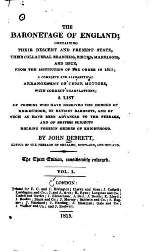 بارونیتاژ انگلستان جلد 1