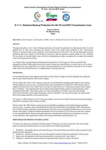 ﻿حفاظت انتخابی پشتیبان برای خطوط انتقال AC HV و EHV