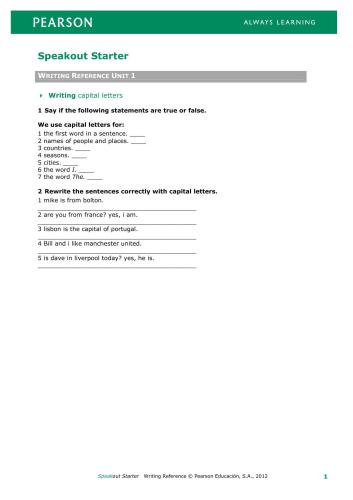 ﻿SpeakOut Starter Writing مرجع اضافی