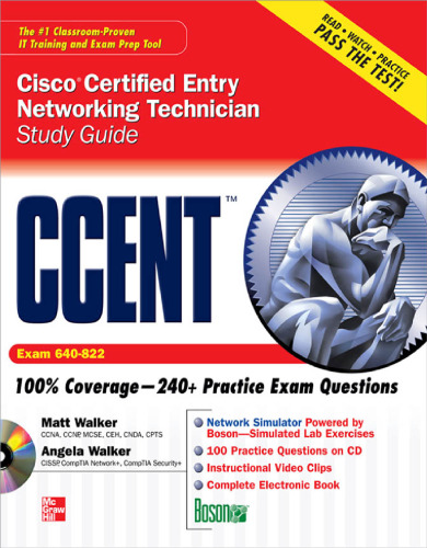 ﻿CCENT Cisco Certified Entry Networking Technician Guide Study (امتحان 640-822) (کتاب راهنمای مطالعه و سی دی)
