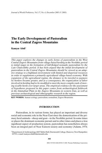 ﻿توسعه اولیه دامداری در رشته کوه های زاگرس مرکزی