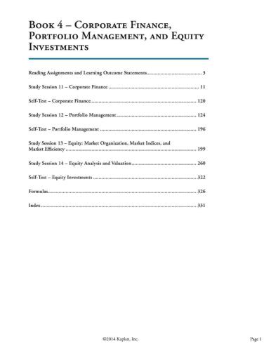 ﻿CFA سطح 1. کتاب 4. امور مالی شرکت، مدیریت پورتفولیو و سرمایه گذاری سهام 2015