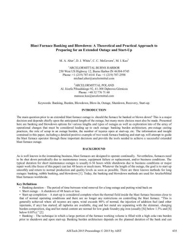 ﻿بانکداری کوره بلند و انفجار: یک رویکرد نظری و عملی برای آماده شدن برای یک قطع طولانی مدت و راه اندازی