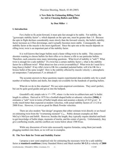 ﻿یک قانون جدید برای تخمین چرخش تفنگ کمکی به انتخاب گلوله و تفنگ است