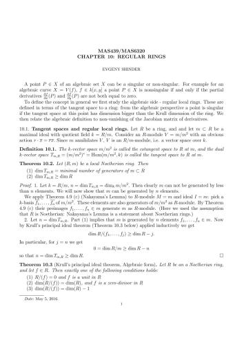 ﻿MAS 439 جبر جابجایی و هندسه جبری [یادداشت های سخنرانی]