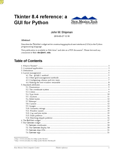 ﻿مرجع Tkinter 8.4: رابط کاربری گرافیکی برای پایتون