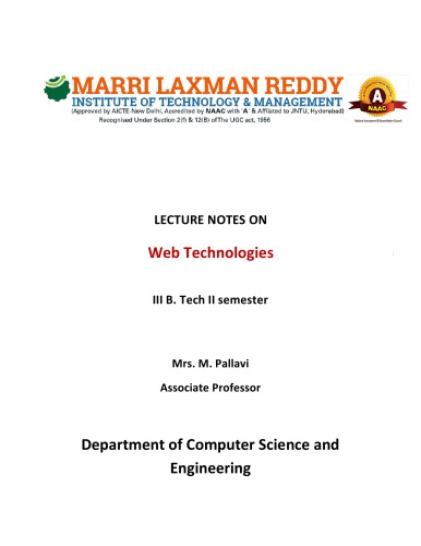 ﻿یادداشت های سخنرانی در مورد فناوری های وب - III B. Tech II ترم