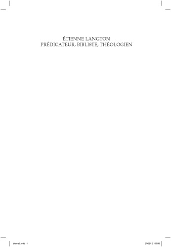 ﻿اتین لنگتون، واعظ، محقق کتاب مقدس، الهیات