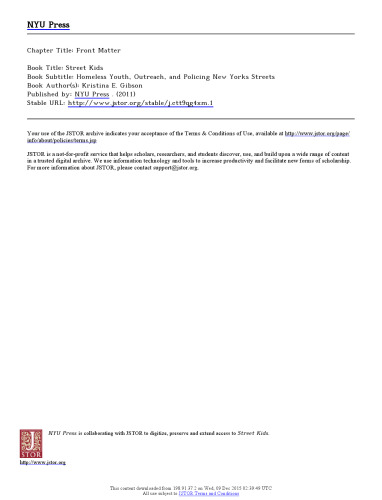 ﻿بچه های خیابانی: جوانان بی خانمان، اطلاع رسانی، و نظارت بر خیابان های نیویورک