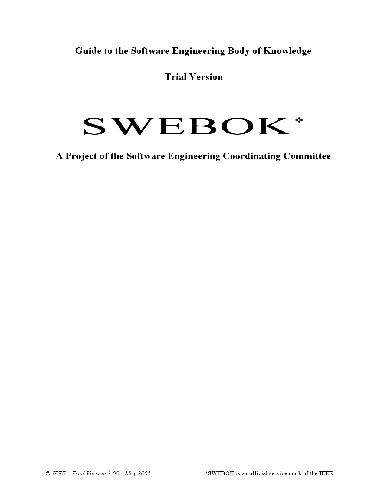 ﻿Swebok: راهنمای مجموعه دانش مهندسی نرم افزار: نسخه آزمایشی 1.00 - مه 2001