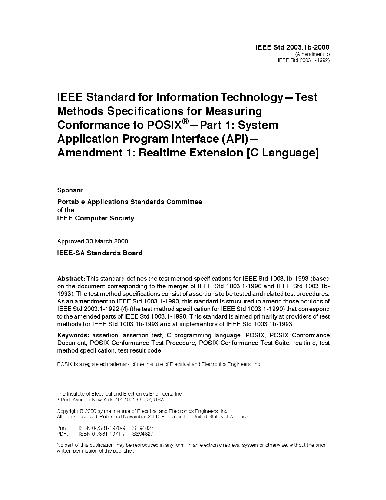 ﻿IEEE Std 2003 1b 2000 روش های تست مشخصات برای اندازه گیری انطباق با POSIX Part 1 System API Amendment 1 Realtime Extension