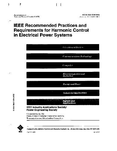 ﻿IEEE Std 519-1992 اقدامات و الزامات توصیه شده برای کنترل هارمونیک در سیستم های قدرت الکتریکی، IEEE Std 519-1992