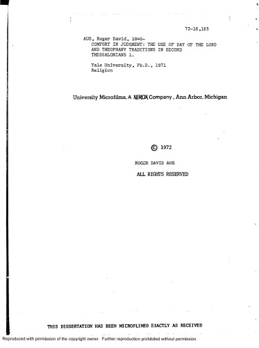 ﻿تسلی در داوری: استفاده از روز خداوند و سنت های الهیات در تسالونیکیان دوم 1