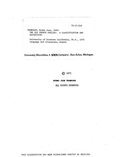 فابلیو قدیمی فرانسوی: طبقه بندی و تعریف