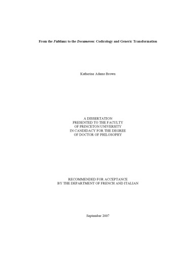 ﻿از Fabliaux تا Decameron: Codicology و Transferis عمومی