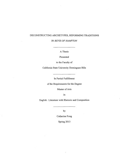 ﻿ساختارشکنی کهن الگوها، اصلاح سنت ها در Bevis of Hampton