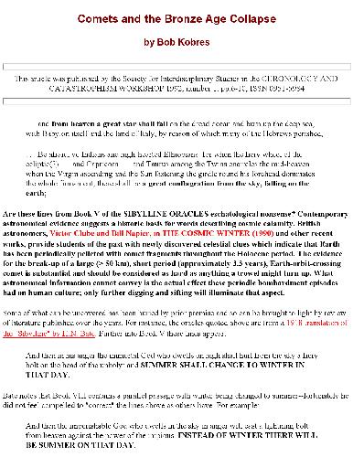 ﻿باستان شناسی - کبرس، باب - دنباله دارها و فروپاشی عصر برنز