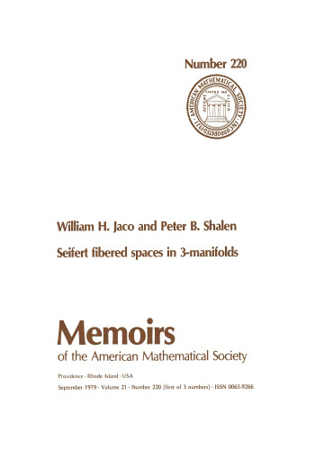 ﻿Seifert Fibered Spaces in Three Manifolds: Memoirs Series No. 220