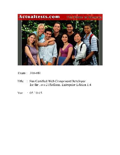 Java Certification Scwcd Exam Actualtests Sun 310-081 (05-10-05)