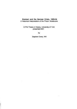 ﻿گرامشی و بحران آلمان، 1929-34. تفسیری تاریخی از دفترچه های زندان