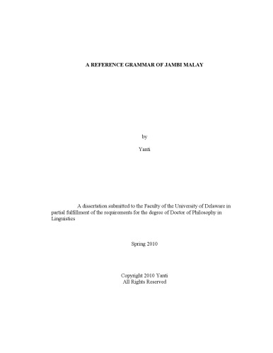 دستور زبان مرجع Jambi Malay