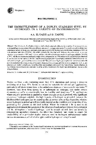 ﻿شکنندگی یک فولاد ضد زنگ دوبلکس توسط هیدروژن در محیط های مختلف