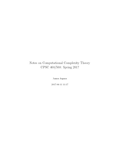 یادداشت هایی در مورد تئوری پیچیدگی محاسباتی [یادداشت های سخنرانی]