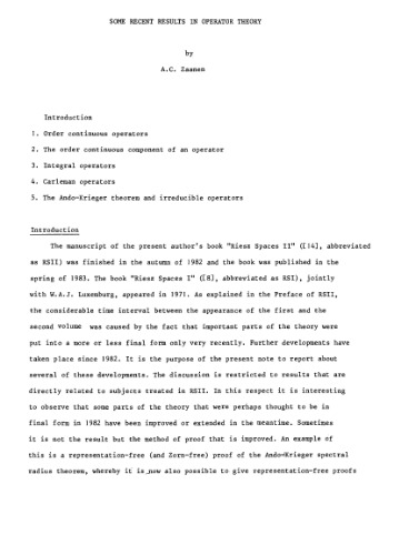 ﻿برخی از نتایج اخیر در نظریه عملگر