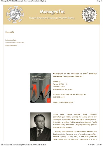 ﻿مونوگرافی به مناسبت صدمین سالگرد تولد زیگمونت زاهورسکی