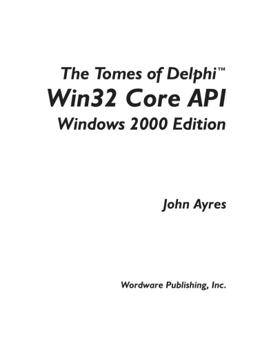 ﻿تومز دلفی Win32 Core API. نسخه ویندوز 2000