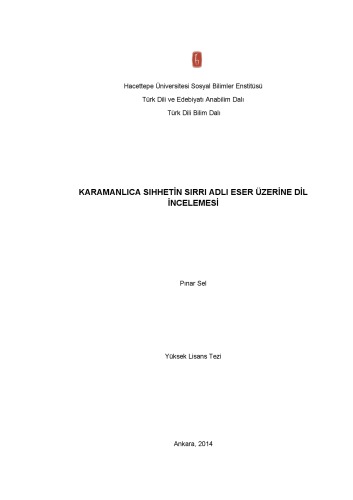 ﻿تحلیل زبان شناختی در مورد Karamanlı Sıhhetin Sırrı