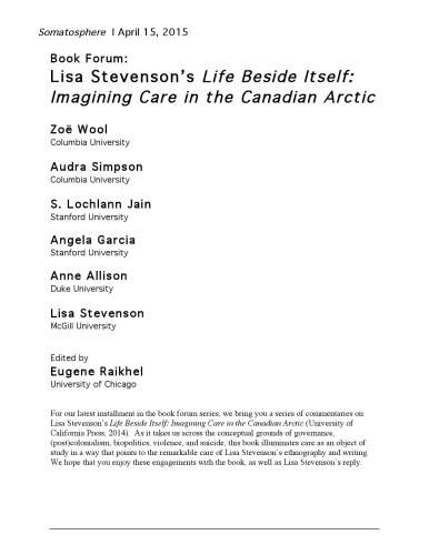 ﻿Lisa Stevenson’s Life Beside Itself: Imagining Care in the Canadian Arctic