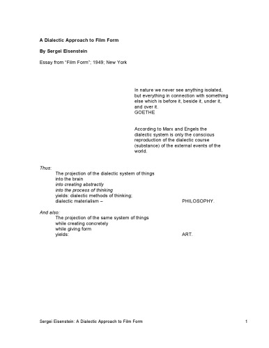 یک رویکرد دیالکتیکی به فرم فیلم