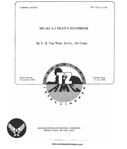 ﻿کتابچه راهنمای خلبان Messerschmitt Me-262 A-1