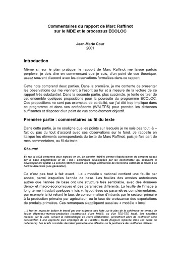 ﻿نظرات گزارش مارک رافینوت در مورد MDE و فرآیند ECOLOC