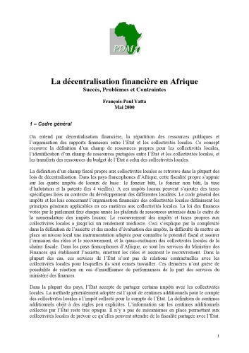 ﻿écoloc - Gérer l’ économie localement en afrique - ارزیابی و آینده نگر / سوئیت ها la décentralisation finalière en afrique: succès ، problèmes et contraintes.