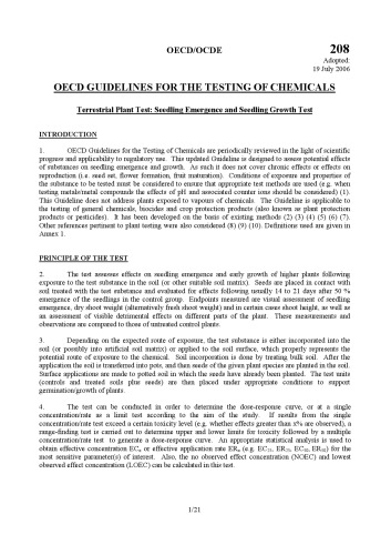 آزمایش شماره 208: آزمایش گیاهان زمینی: آزمایش گیاهان جوانه زنی و رشد گیاهچه