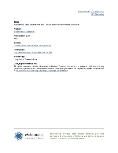 ﻿پسوندها و محدودیت‌های فعل Runyambo در ساختار محمول