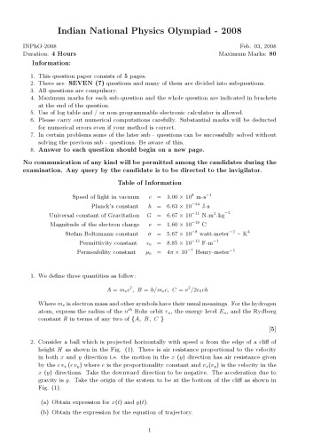 ﻿مقاله INPhO 2008 فیزیک از المپیاد ملی فیزیک هند