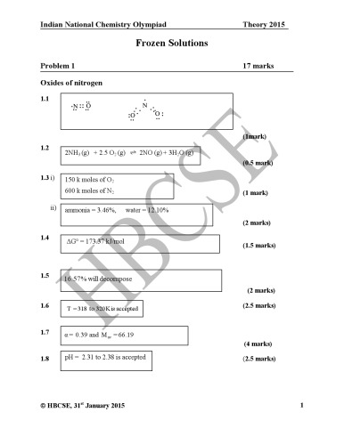 INChO 2015 شیمی راه حل از هند هند ملی شیمی المپیاد