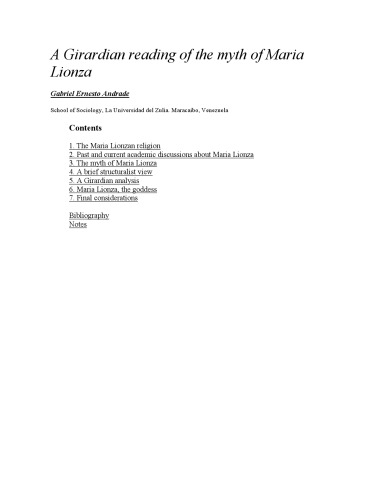 ﻿خوانشی ژیراردی از اسطوره ماریا لیونزا