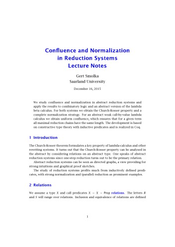 تلاقی و عادی سازی در سیستم های کاهش [یادداشت های سخنرانی]
